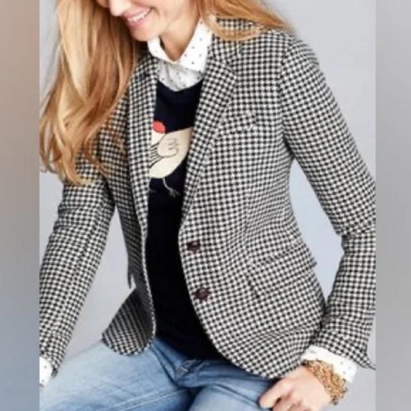 J. Crew Jackets & Blazers - J. Crew Schoolboy Brown Houndstooth Wool Blazer
